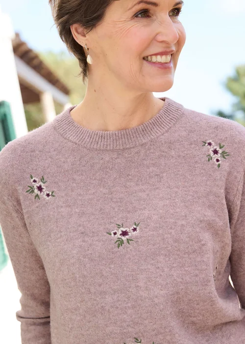 Cotton Traders Dusky Lilac Embroidered Jumper - 14 Image 4
