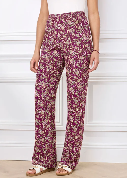 Cotton Traders Wild Rose Pull On Printed Crinkle Trousers - 24/L27 Image 2