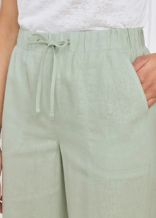 Cotton Traders Pale Mint Linen Blend Relaxed Fit Trousers - 22/L33 Image 4