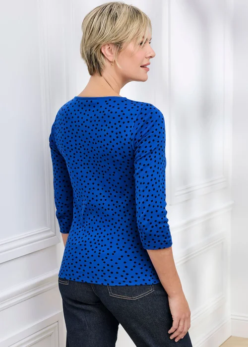 Cotton Traders Cobalt Wrinkle Free 3/4 Sleeve Keyhole Printed Top - 20 Image 3