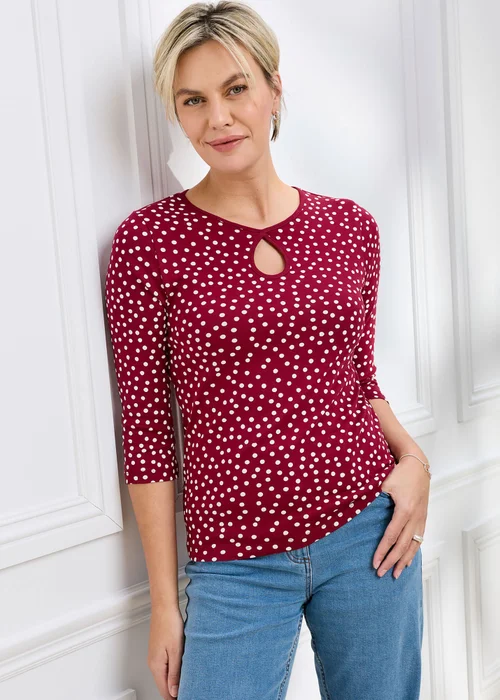 Cotton Traders Ruby Wrinkle Free 3/4 Sleeve Keyhole Printed Top - 20 Image 2