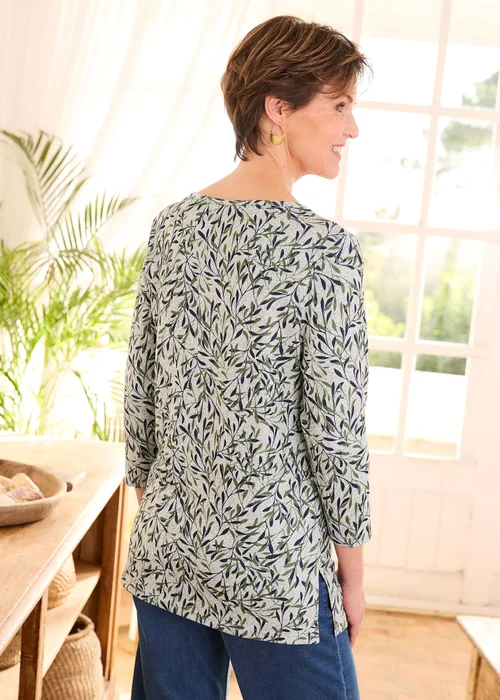 Cotton Traders Grey Marl Printed Soft Touch Tunic - 14 Image 3