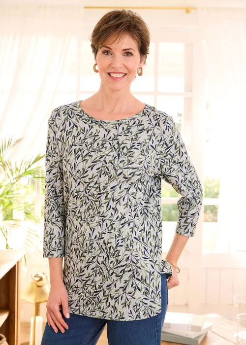 Cotton Traders Grey Marl Printed Soft Touch Tunic - 14 Image 4