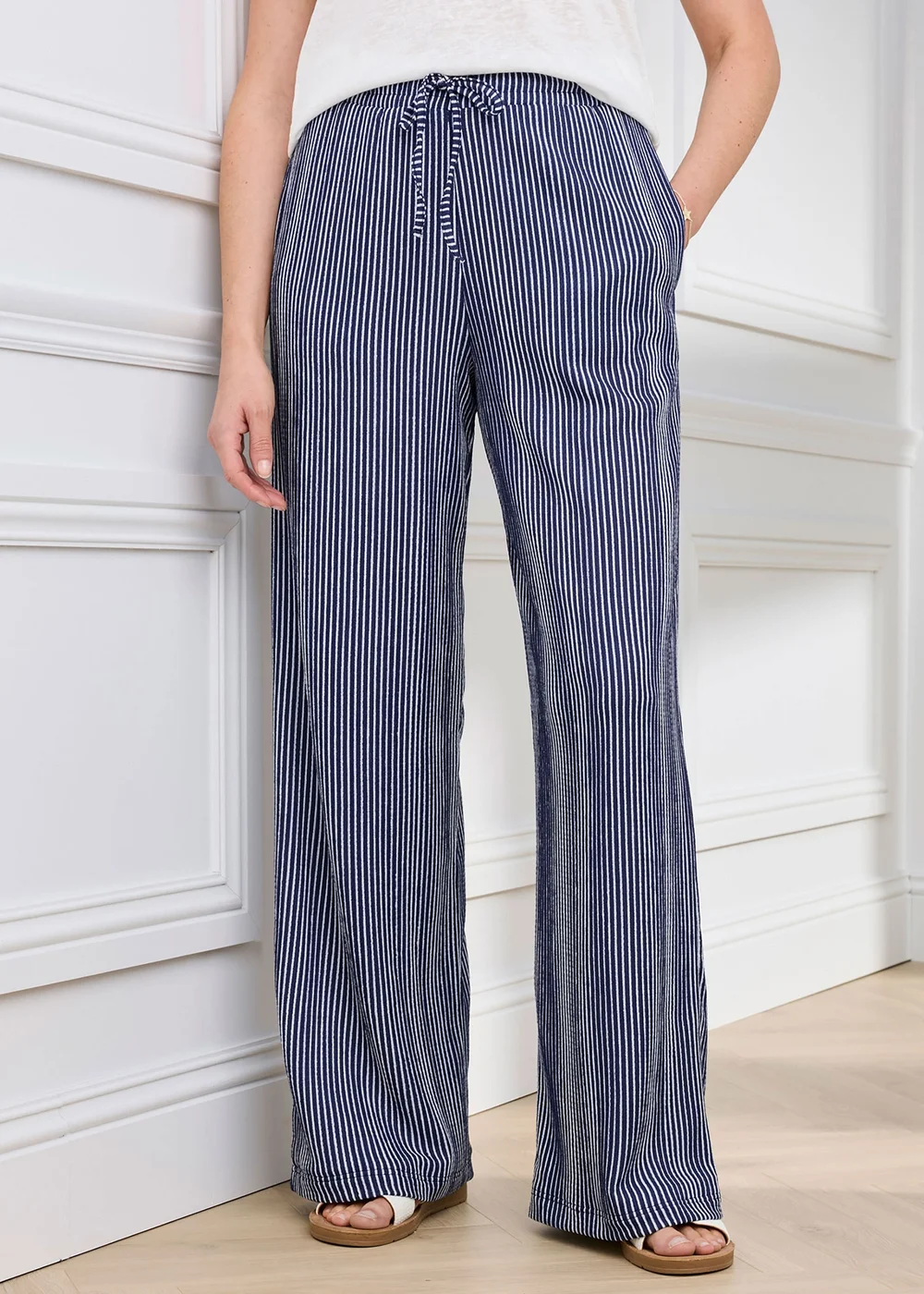 Cotton Traders Marine Pull On Textured Jersey Trouser - 10/L27 Image 2