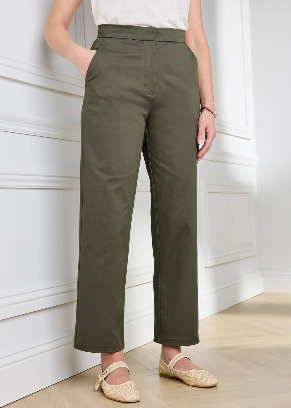 Cotton Traders Dark Forest Ankle Grazer Chino Trouser - 14/L29 Image 2