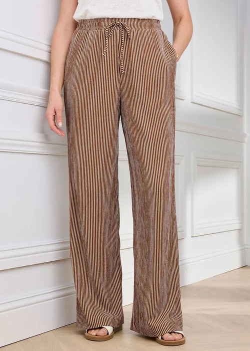 Cotton Traders Dark Brown Pull On Textured Jersey Trouser - 22/L29 Image 2