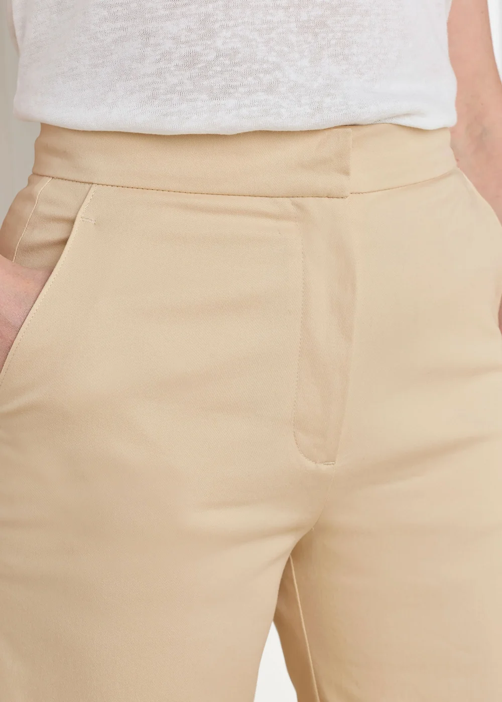 Cotton Traders Light Sand Ankle Grazer Chino Trouser - 14/L27 Image 4
