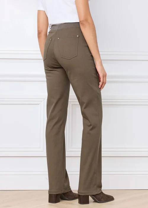 Cotton Traders Dark Brown Premium Pull-On Twill Straight Leg Jeans - 22/L31 Image 3