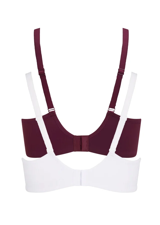 Cotton Traders Burgundy 2 Pack Abby Underwired Easy Fit Bras