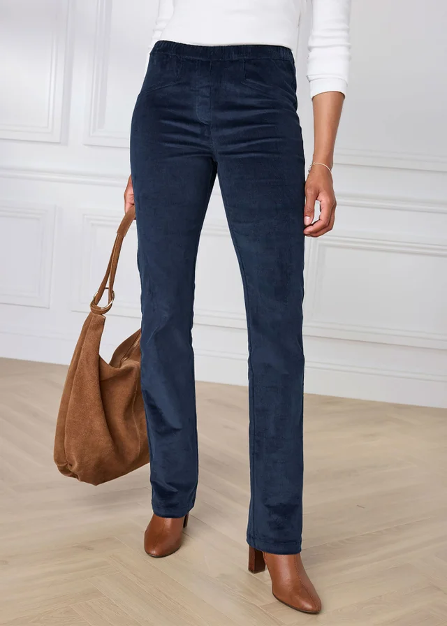 Cotton Traders Midnight Straight Leg Pull On Cord Trousers
