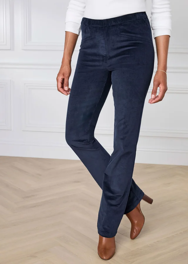 Cotton Traders Midnight Straight Leg Pull On Cord Trousers