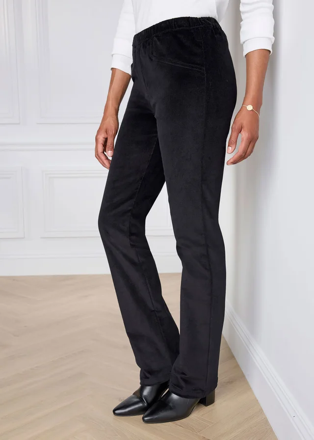 Cotton Traders Black Straight Leg Pull On Cord Trousers