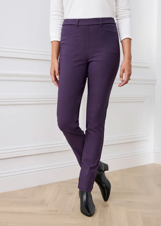 Cotton Traders Amethyst Super Stretchy Pull On Slim Leg Trousers