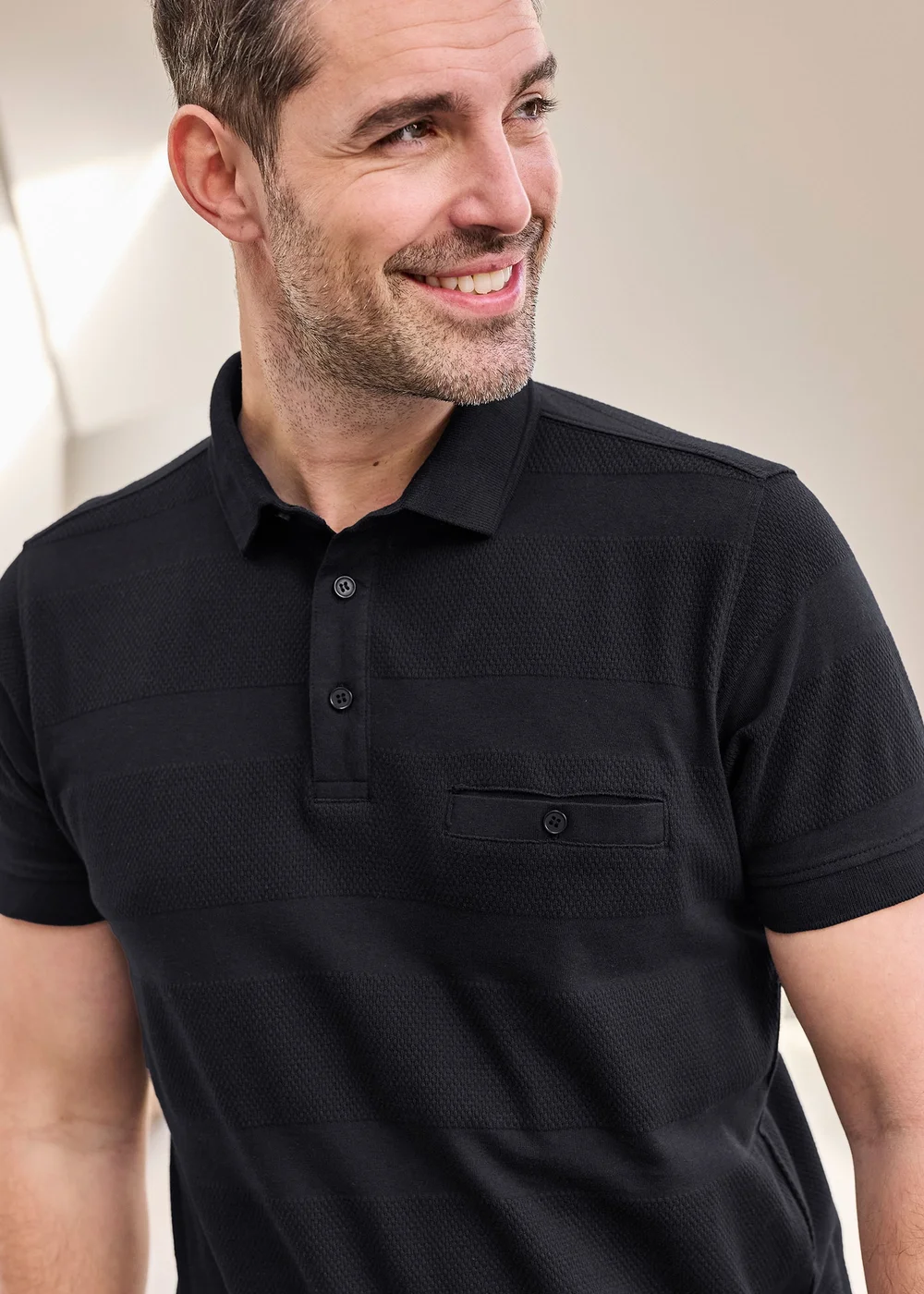 Cotton Traders Black Textured Luxury Polo Shirt - 2XL Image 4
