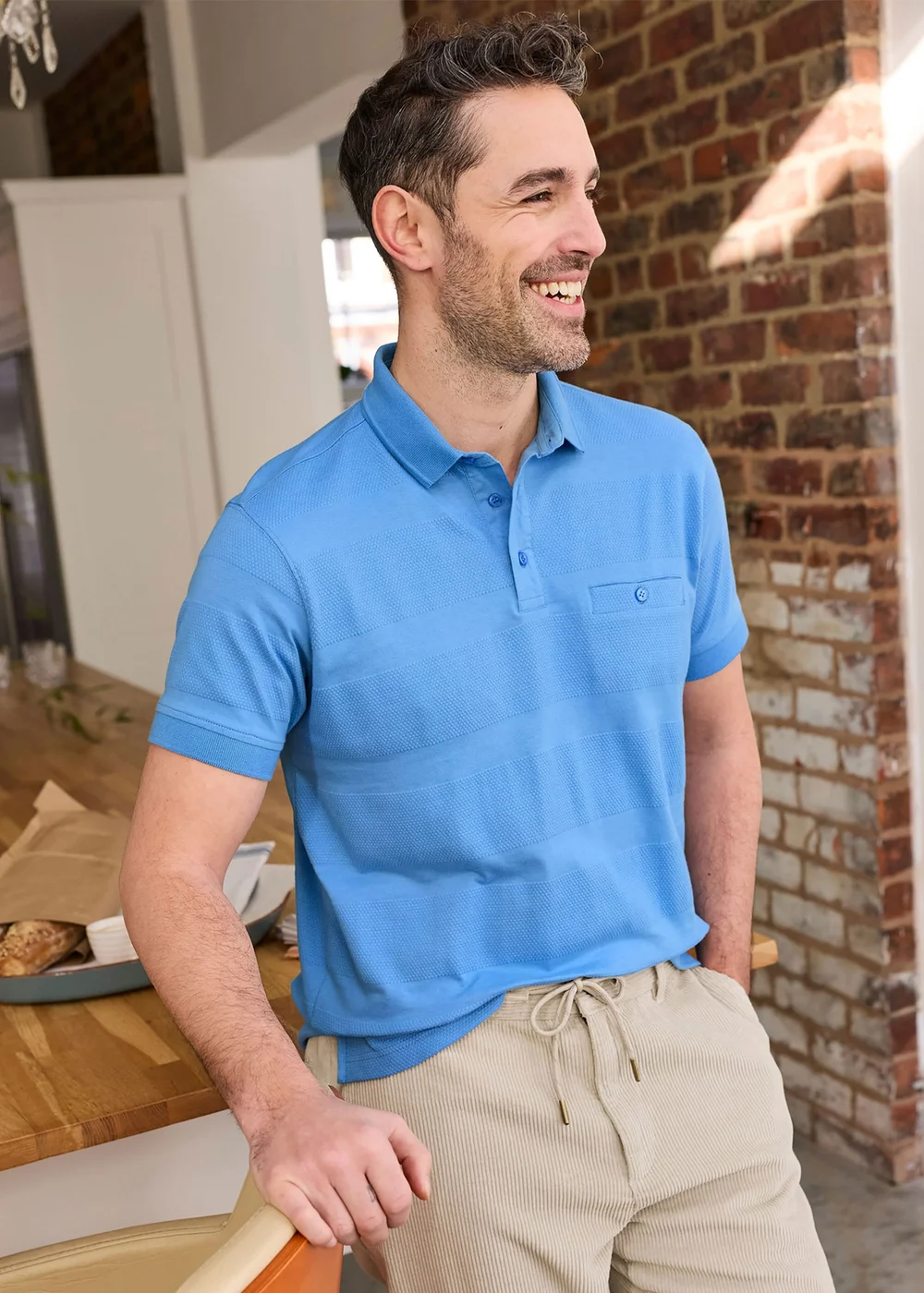 Cotton Traders Cool Blue Textured Luxury Polo Shirt - M Image 2