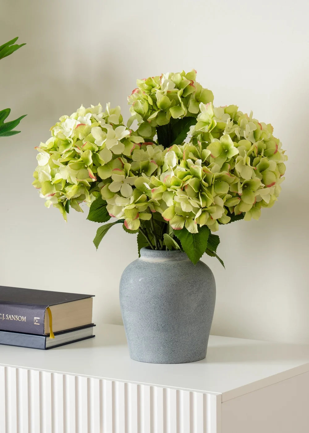 Scottish Everlastings Hydrangeas in Grey Vase 50cm - One Size Image 1