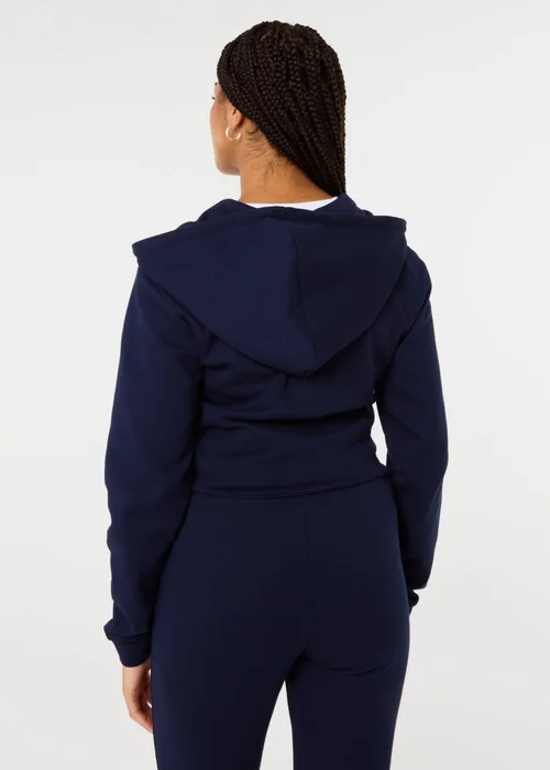 Pink Vanilla Navy Zip Up Cropped Hoodie - L Image 5