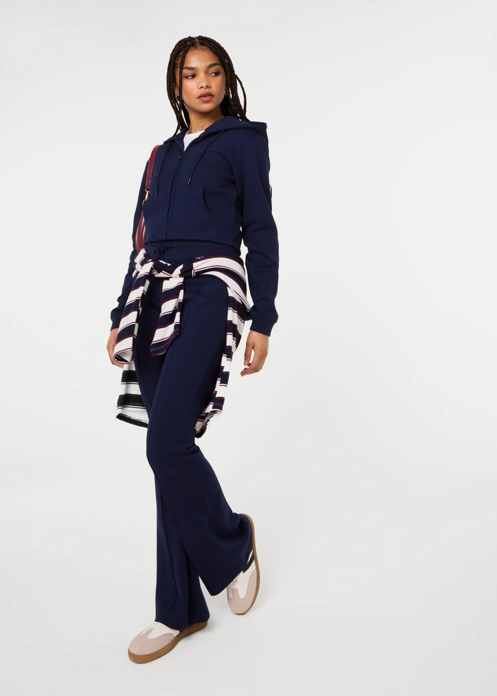 Pink Vanilla Navy Zip Up Cropped Hoodie - L Image 2
