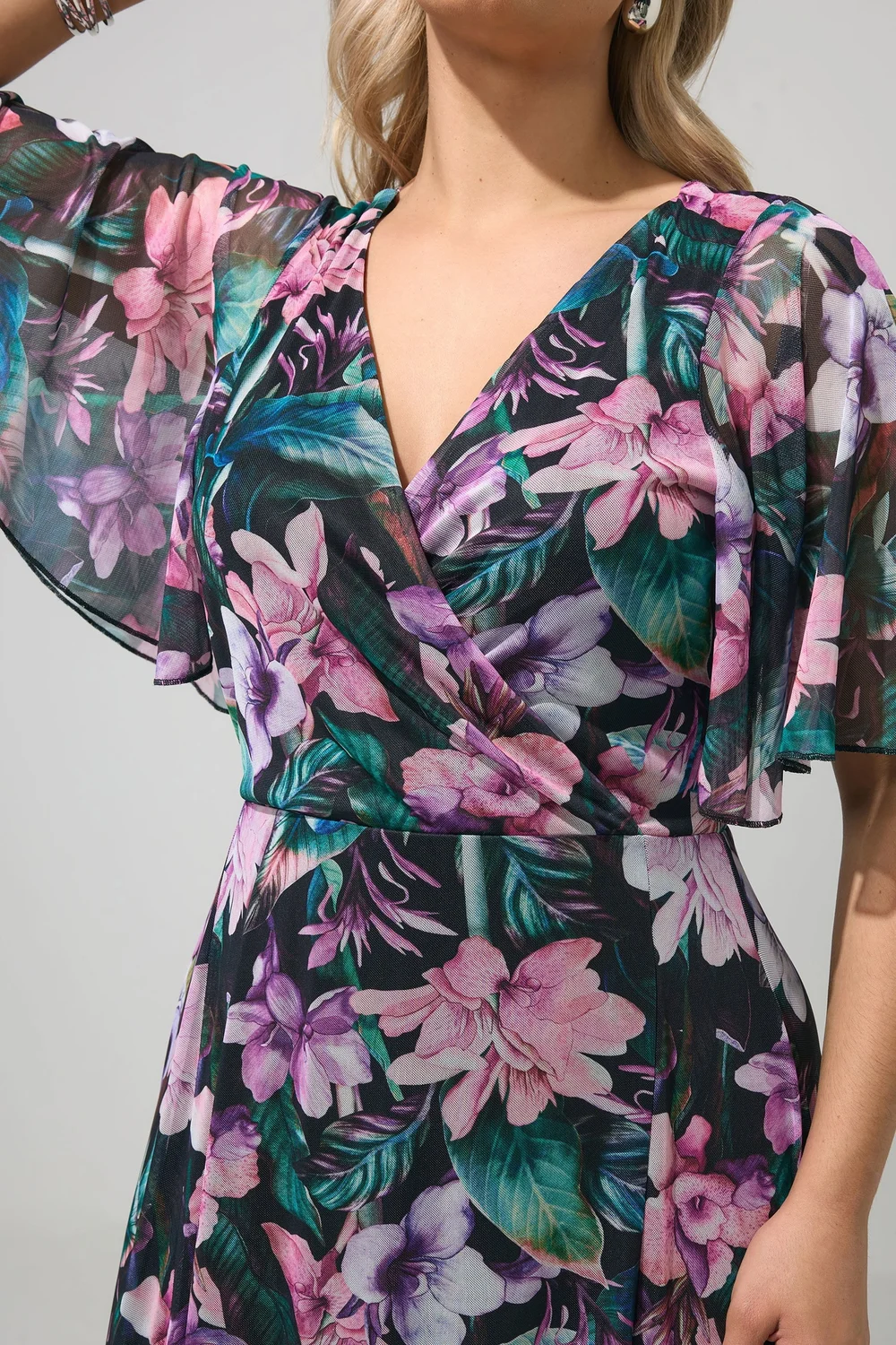 Yours London Curve Black Tropical Mesh Maxi Dress - 20 Image 5