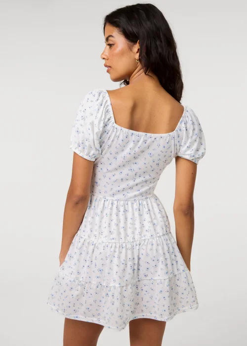 Pink Vanilla Ivory Jersey Cap Sleeve Ditsy Smock Dress - M Image 4