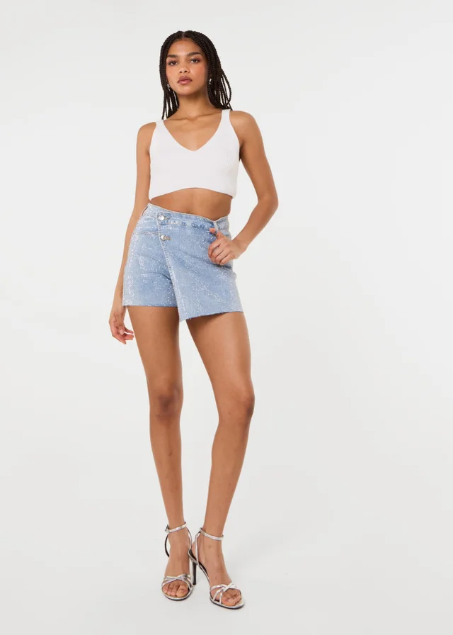 Pink Vanilla Blue Diamante Denim Skort