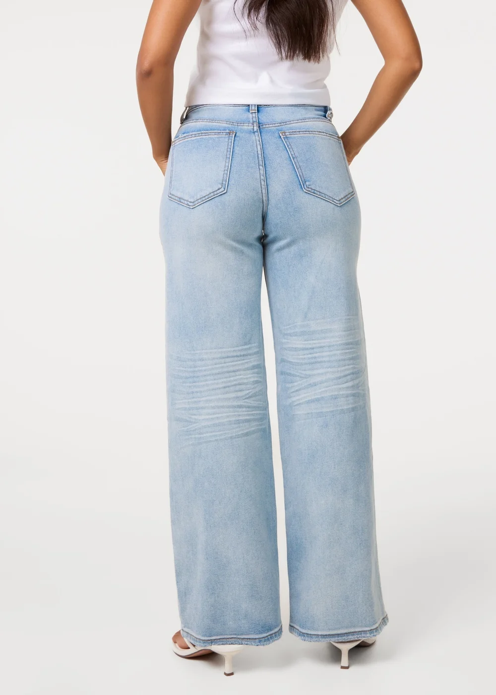 Pink Vanilla Blue Whisker Wide Leg Jeans - XS Image 4