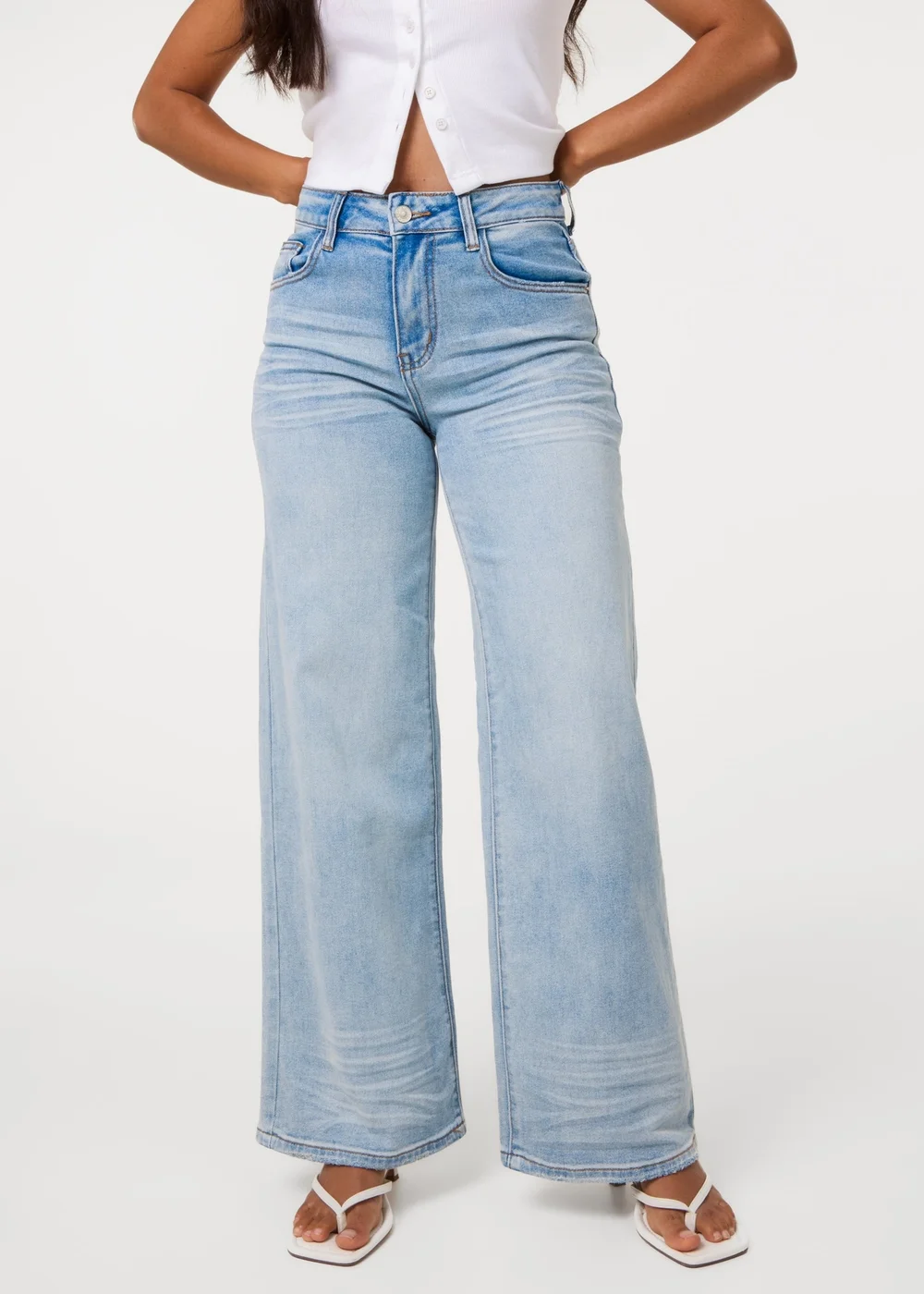 Pink Vanilla Blue Whisker Wide Leg Jeans - XS Image 2