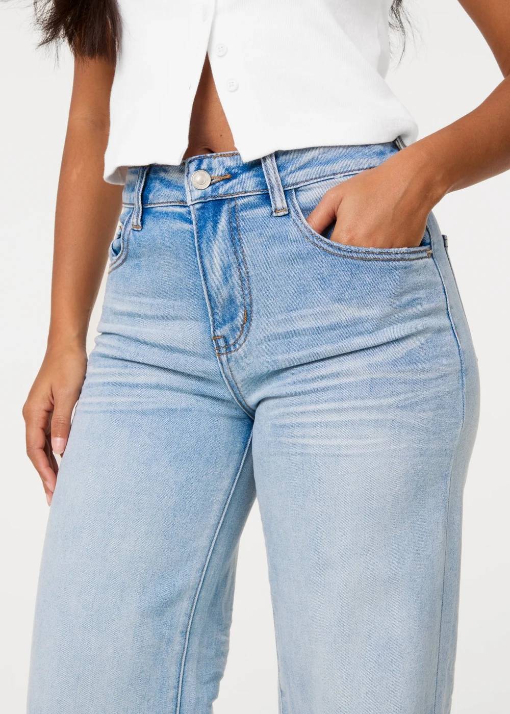 Pink Vanilla Blue Whisker Wide Leg Jeans - XS Image 3