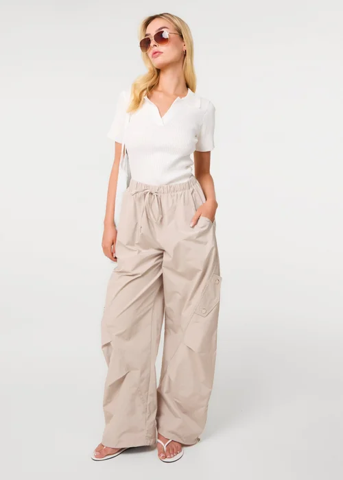 Pink Vanilla Stone Pocket Detail Wide Leg Cargo Trousers - S/M Image 1
