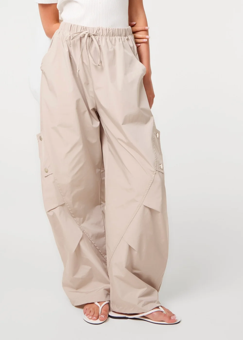 Pink Vanilla Stone Pocket Detail Wide Leg Cargo Trousers - S/M Image 2