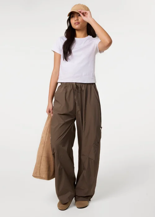 Pink Vanilla Khaki Pocket Detail Wide Leg Cargo Trousers - S/M Image 1