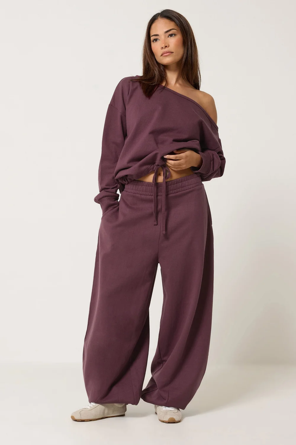 PixieGirl Petite Purple Plum Off Shoulder Sweatshirt - 12 Image 3