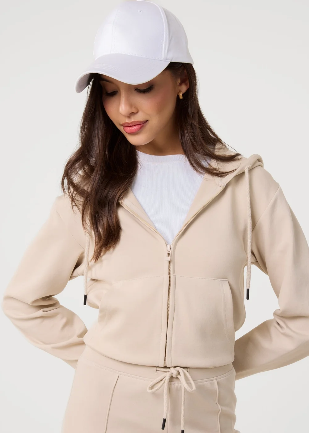 Pink Vanilla Stone Zip Up Cropped Hoodie - S Image 3