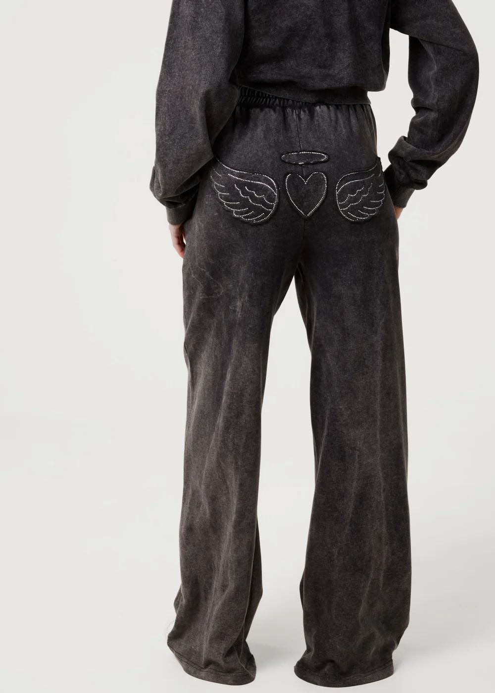 Pink Vanilla Black Halo Diamante Wide Leg Joggers - L Image 4