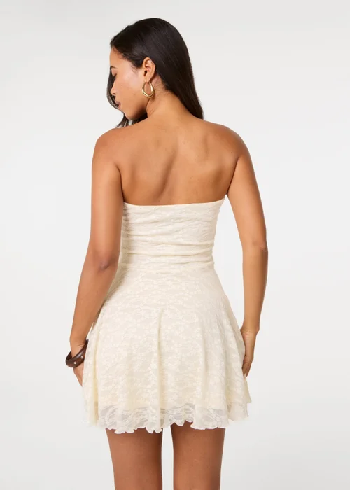 Pink Vanilla Cream Lace Asymmetric Mini Dress - L Image 5