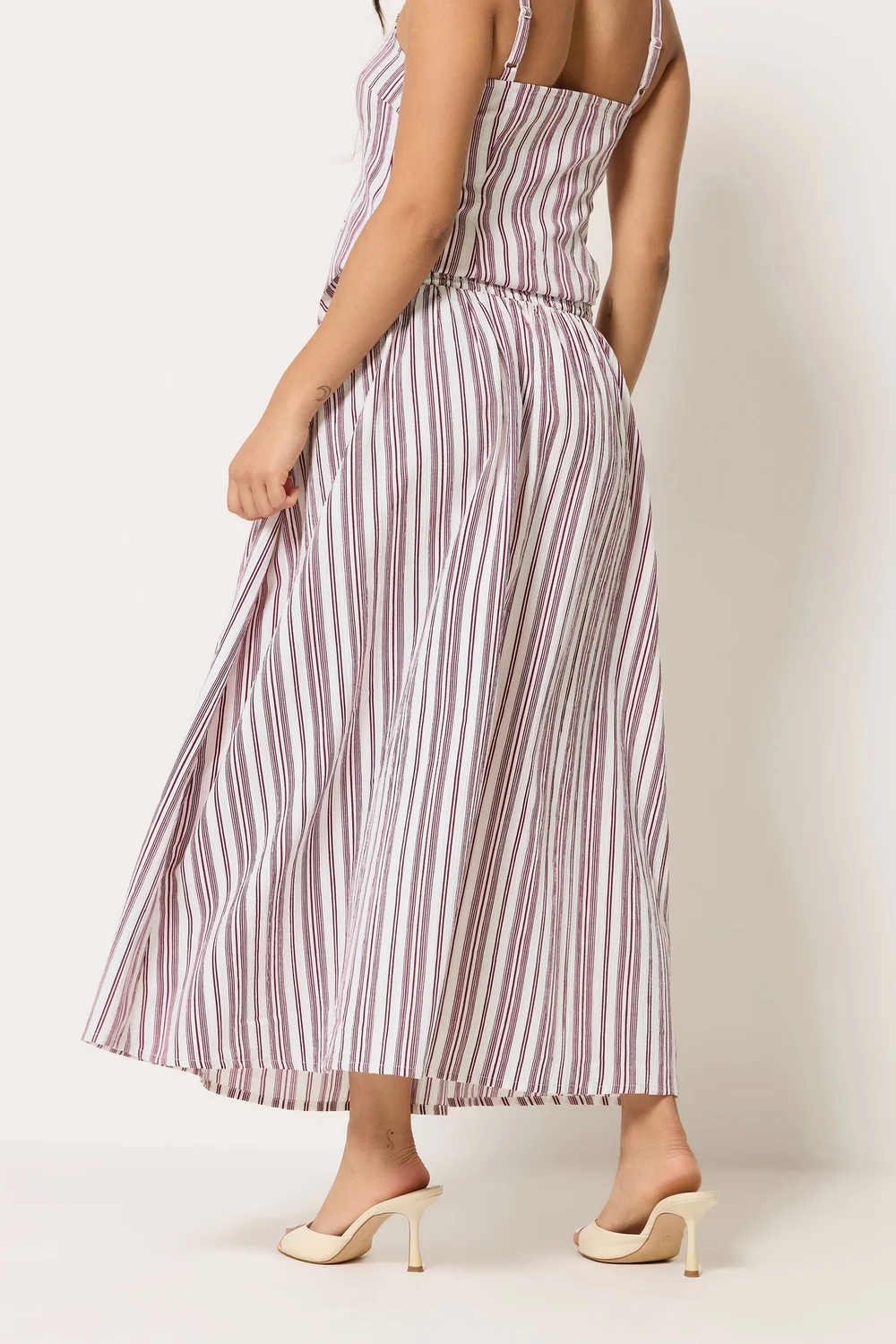 PixieGirl Petite Burgundy Red Stripe Maxi Skirt - 10 Image 3