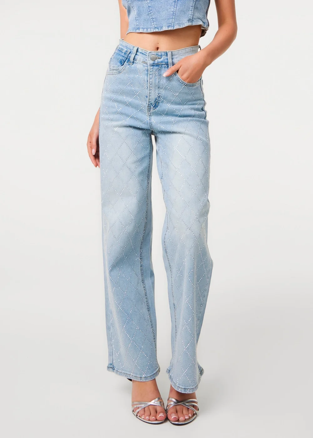 Pink Vanilla Blue Studded Diamond Jeans - 6 Image 2