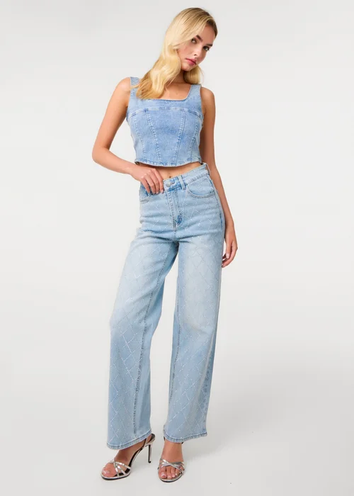 Pink Vanilla Blue Studded Diamond Jeans - 6 Image 1
