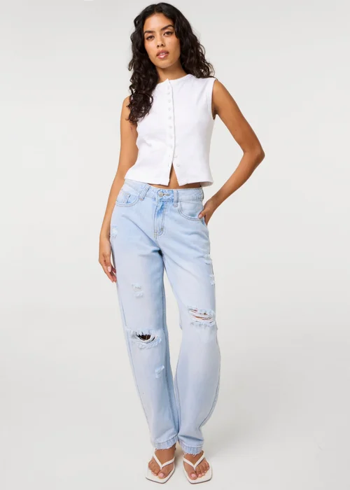 Pink Vanilla Blue Ripped Washed Barrel Jeans - 6 Image 3