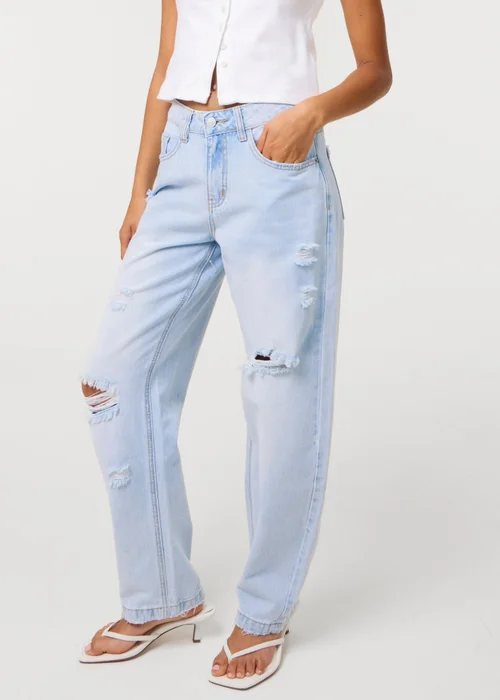Pink Vanilla Blue Ripped Washed Barrel Jeans - 6 Image 2