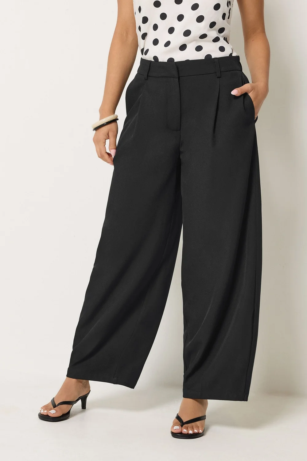 PixieGirl Petite Black Barrel Leg Trousers - 12/L27 Image 2
