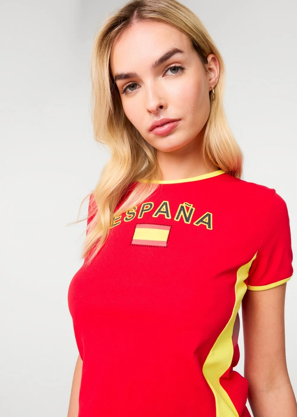 Pink Vanilla Red Spain Embellished Football T-Shirt - S/M Image 3
