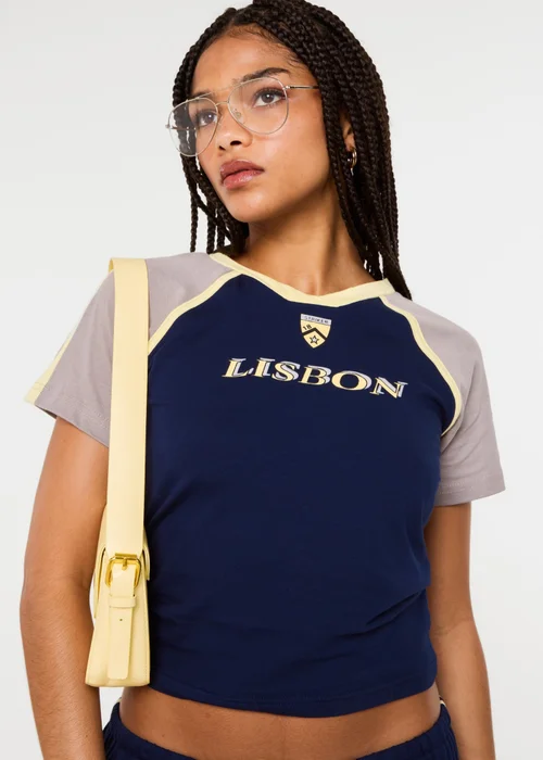 Pink Vanilla Navy Lisbon Fitted T-Shirt - L Image 3