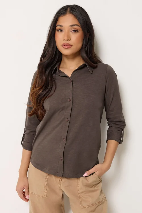 PixieGirl Petite Chocolate Brown Button Cotton Shirt - 16 Image 1