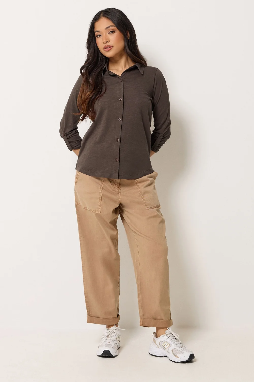 PixieGirl Petite Chocolate Brown Button Cotton Shirt - 16 Image 2