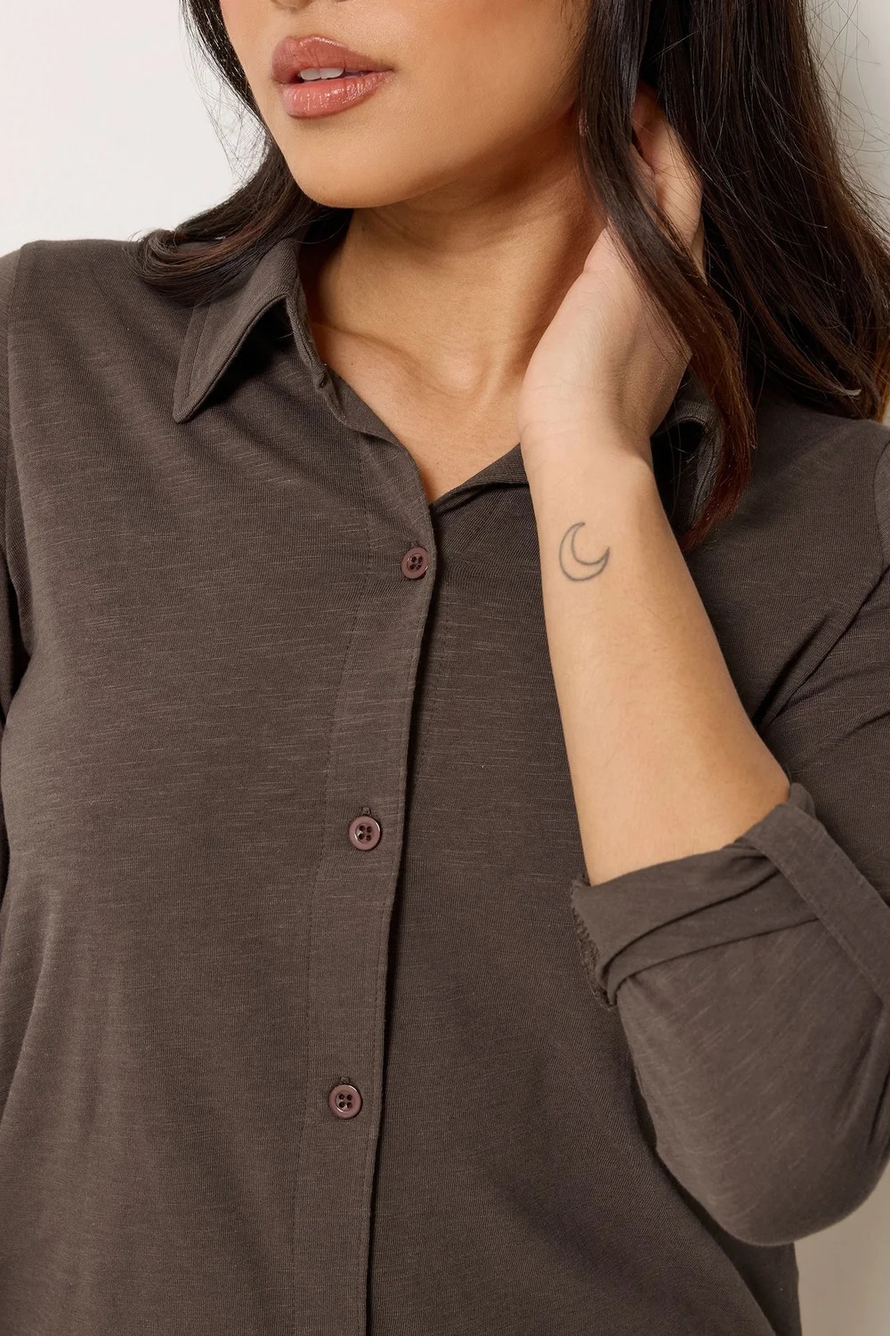 PixieGirl Petite Chocolate Brown Button Cotton Shirt - 16 Image 4