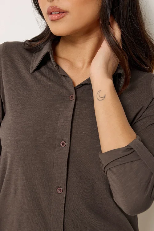 PixieGirl Petite Chocolate Brown Button Cotton Shirt - 16 Image 4