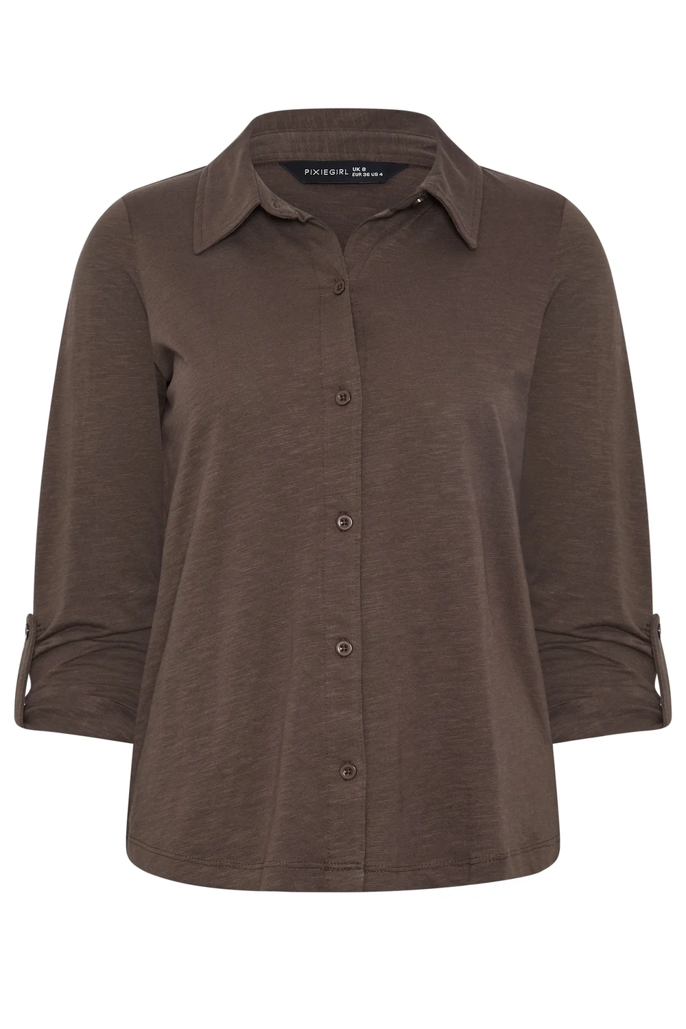 PixieGirl Petite Chocolate Brown Button Cotton Shirt - 16 Image 5