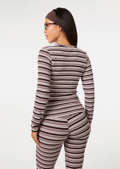 Pink Vanilla Ivory Stripe Crew Neck Top - M Image 4