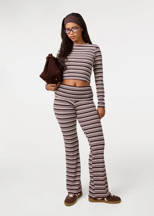 Pink Vanilla Ivory Stripe Crew Neck Top - M Image 2